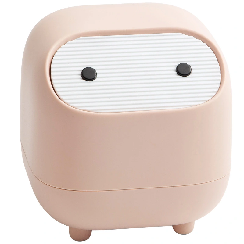 Creative Ninja Desktop Trash Can Mini Double Color Contrast Press Type Trash Can Household Paper Basket with Cover Wholesale