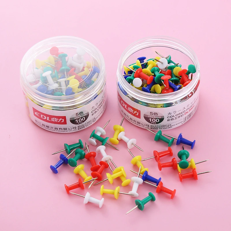 Press Nail Color I-Type 100 Tack Corkboard Photo Wall Decoration Nails Fixed Painting Thumbtacks