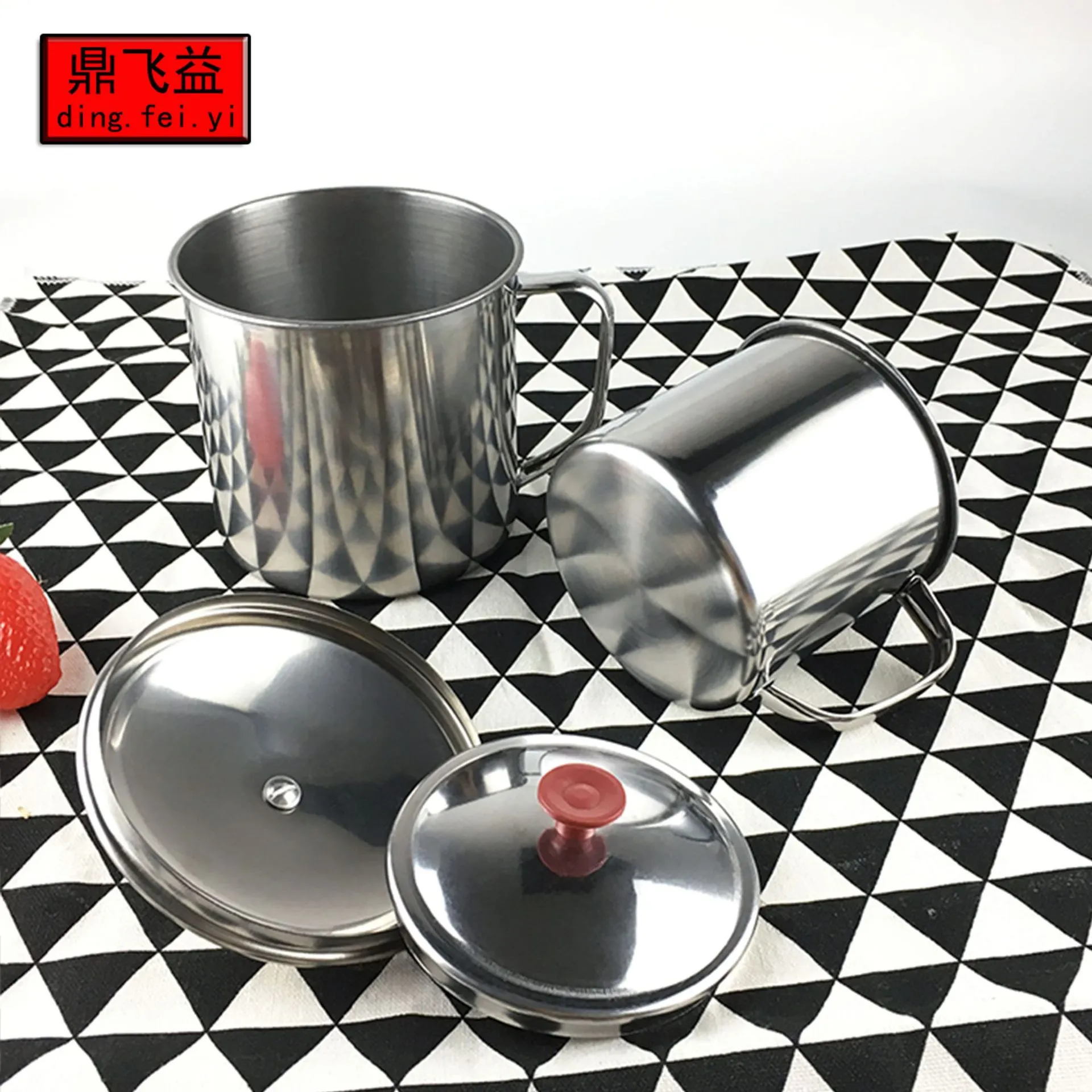 Stainless steel cup Roasted pear cup with lid handle Student kindergarten water cup Office home tea cup