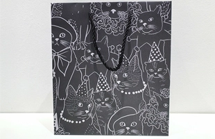 Black Cat Pattern Paper Bag with Handles