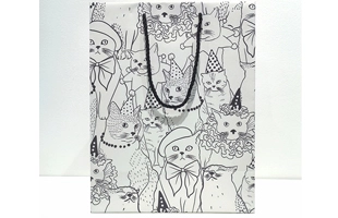 White Cat Pattern Paper Bag with Handles